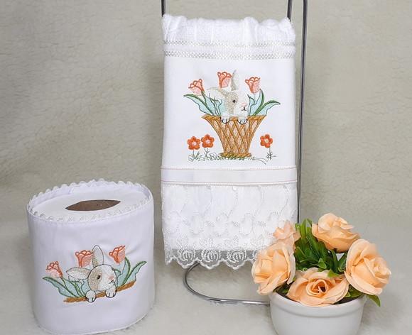 Toalha de Lavabo e Porta Papel Higiênico Páscoa