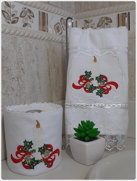 Toalha de Lavabo e Porta Papel Higiênico Natal