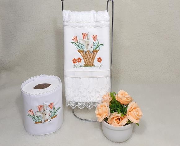 Toalha de Lavabo e Porta Papel Higiênico Páscoa