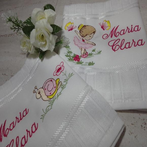 Toalha Escolar Bordada Bailarina 2 Unidades