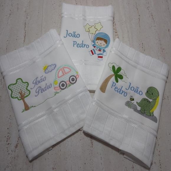 Toalha Escolar Bordada e Personalizada 3 Unidades