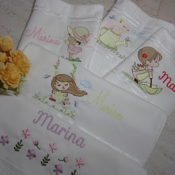 Toalha Escolar Bordada e Personalizada 5 Unidades