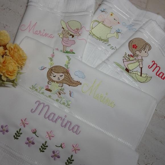 Toalha Escolar Bordada e Personalizada 5 Unidades