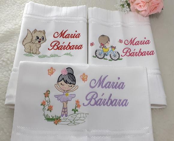 Toalha Escolar Bordada Personalizada 3 Unidades