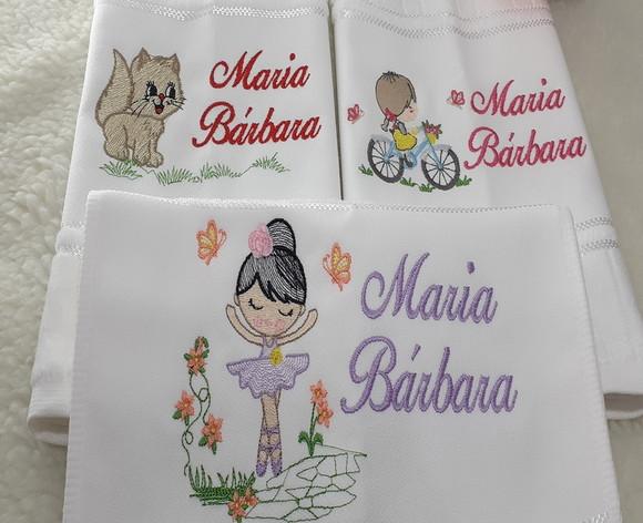 Toalha Escolar Bordada Personalizada 3 Unidades