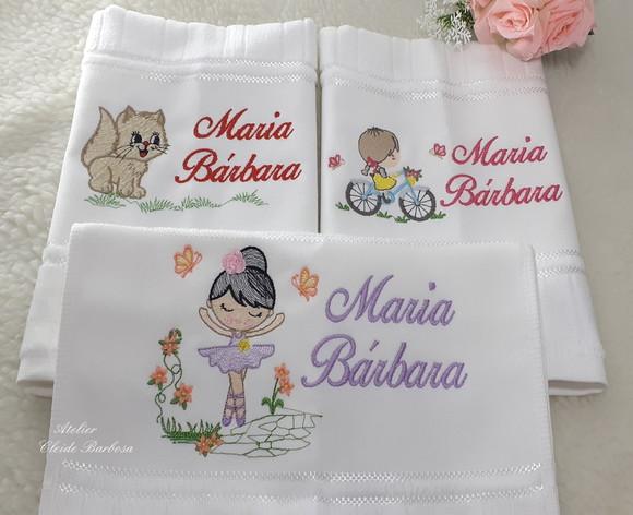 Toalha Escolar Bordada Personalizada 3 Unidades