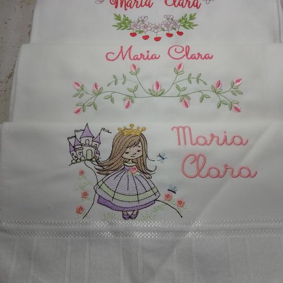 Toalha Escolar Bordada Princesa 3 Unidades