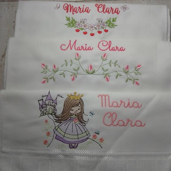 Toalha Escolar Bordada Princesa 3 Unidades
