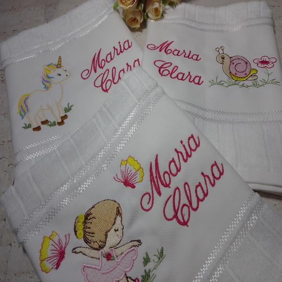 Toalha Escolar Personalizada Menina 3 unidades