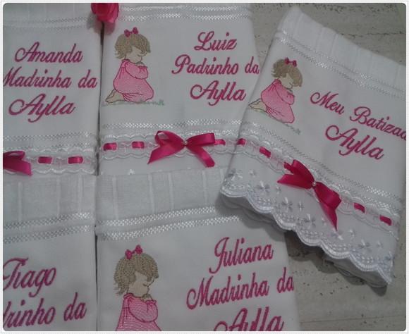 Toalha para Padrinho e Madrinha de Batismo 5 Unidades