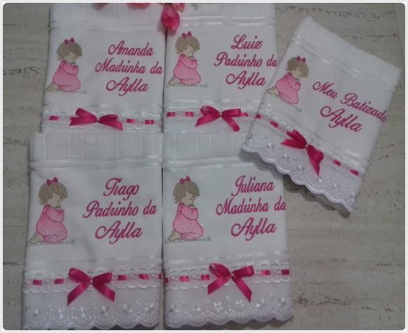 Toalha para Padrinho e Madrinha de Batismo 5 Unidades
