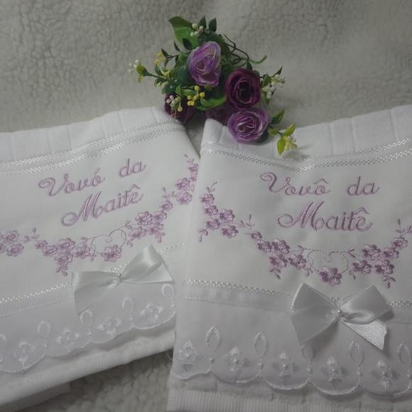 Toalhas Bordada e Personalizada para os Avós 4 Unidades