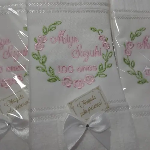10 Lembranças Aniversário Toalha Personalizada 100 Anos