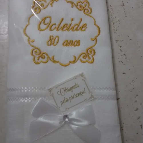 10 Lembranças Aniversário Toalha Personalizada 80 Anos