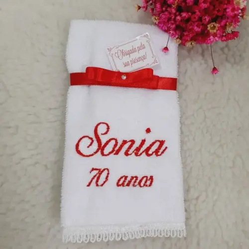 100 Lembrancinha Aniversário 70 Anos Toalha Bordada