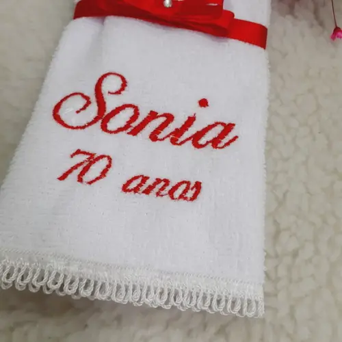 100 Lembrancinha Aniversário 70 Anos Toalha Bordada