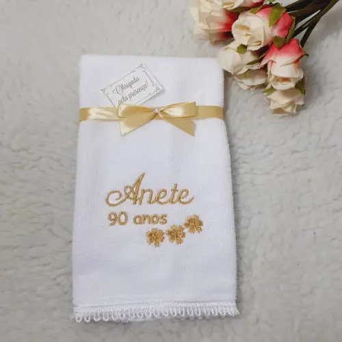 15 Lembrança Personalizada Aniversário 80 Anos Toalha Flor