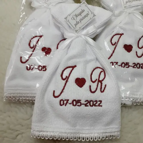 15 Lembranças de Casamento Bordada Monograma Noivos Toalha