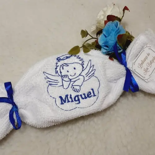 15 Lembrancinha Batizado Personalizada Anjo Toalha Bordada