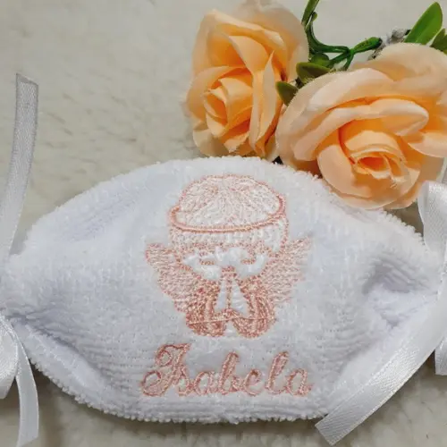 15 Lembrancinha Batizado Personalizada Anjo Toalha Bordada
