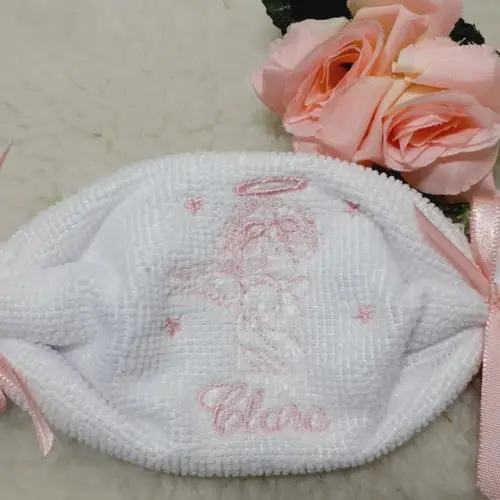 15 Lembrancinha Batizado Personalizada Anjo Toalha Bordada