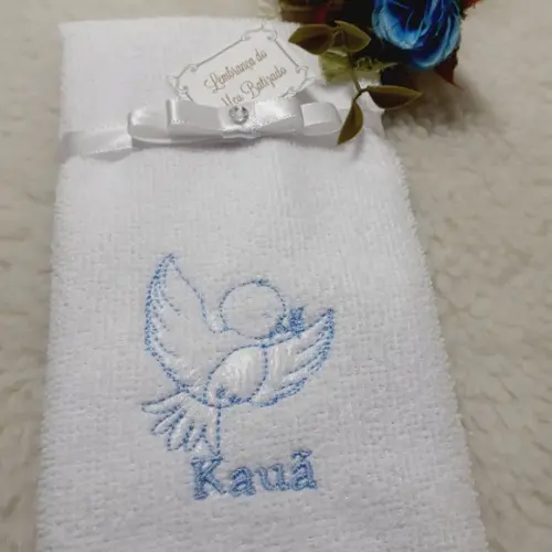 15 Lembrancinha Batizado Personalizada Toalha Bordada