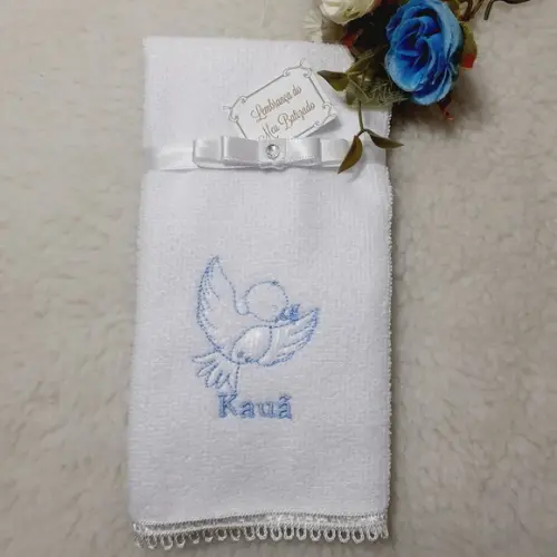 15 Lembrancinha Batizado Personalizada Toalha Bordada