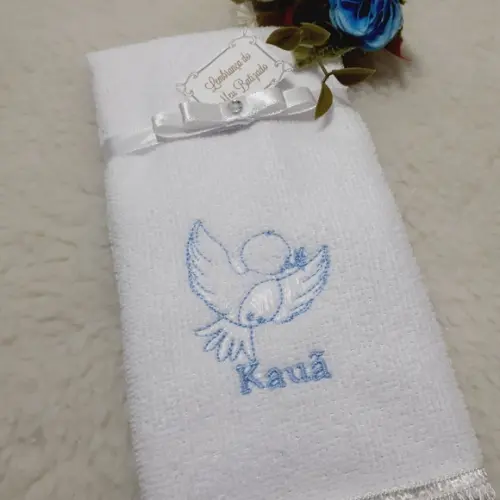 15 Lembrancinha Batizado Personalizada Toalha Bordada