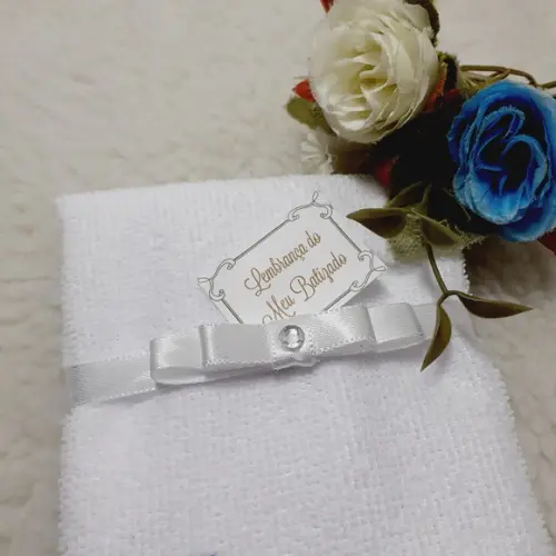 15 Lembrancinha Batizado Personalizada Toalha Bordada
