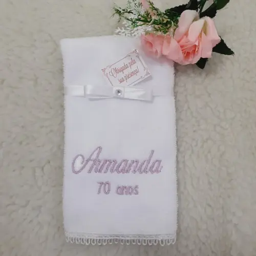 15 Lembrancinhas Aniversário 70 Anos Toalha Bordada