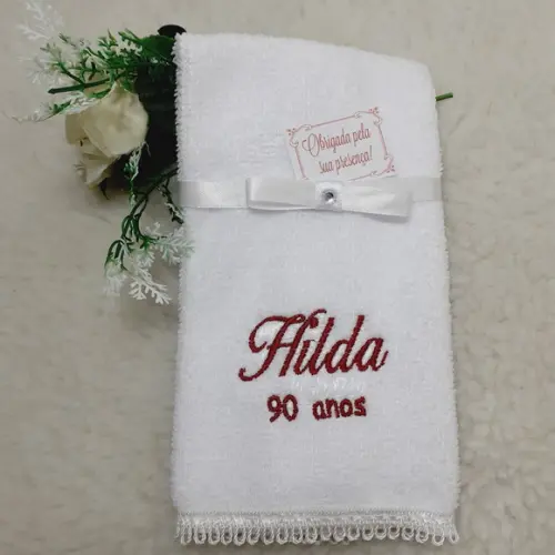 15 Lembrancinhas de Aniversário 90 Anos Toalha Bordada