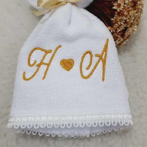 15 Lembrancinhas Personalizada de Casamento Toalha Bordada