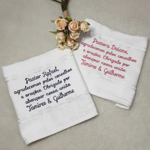 2 Toalhas Bordada Personalizada para Pastor