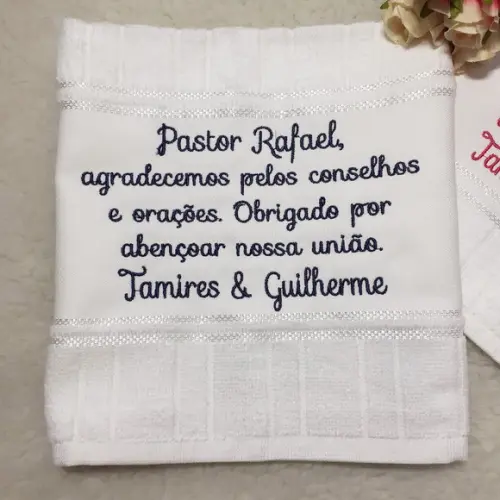 2 Toalhas Bordada Personalizada para Pastor