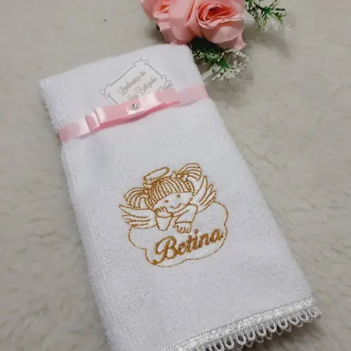 20 Lembrancinha de Batizado Personalizada Toalha Bordada