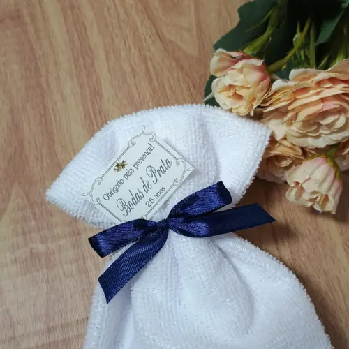 20 Lembrancinhas Bodas de Prata Toalha Personalizada