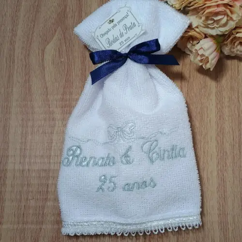 20 Lembrancinhas Bodas de Prata Toalha Personalizada