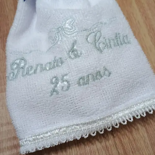 20 Lembrancinhas Bodas de Prata Toalha Personalizada