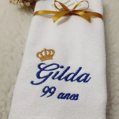 45 Lembrancinha de Aniversário 90 Anos Toalha Bordada