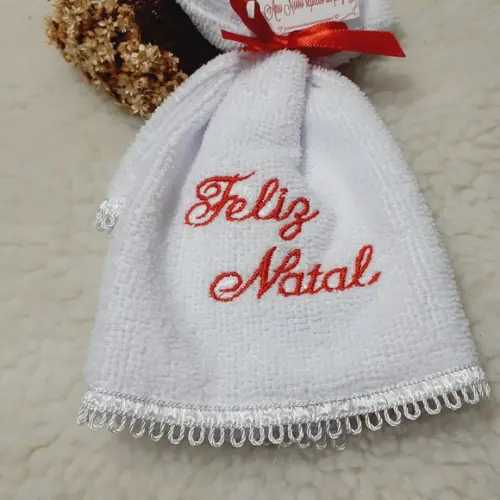 Kit 25 Lembrancinhas de Natal Amigos Toalha Bordada