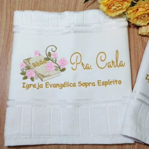 Kit Presente Personaliza Pastor e Pastora Toalha Bordada