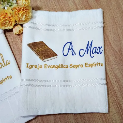 Kit Presente Personaliza Pastor e Pastora Toalha Bordada