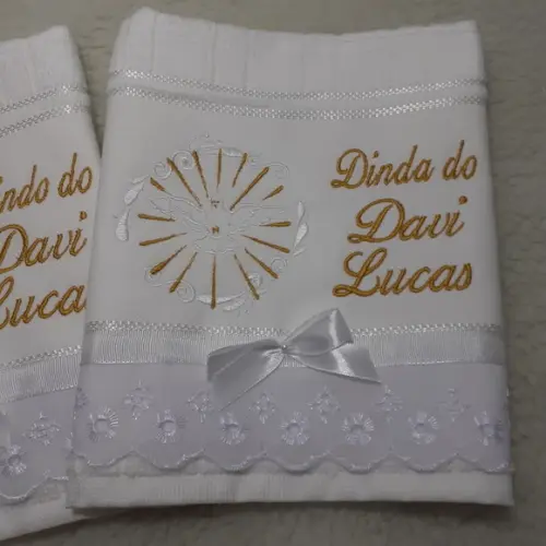 Lembrança Toalha para os Padrinhos Batismo 2 Unidades
