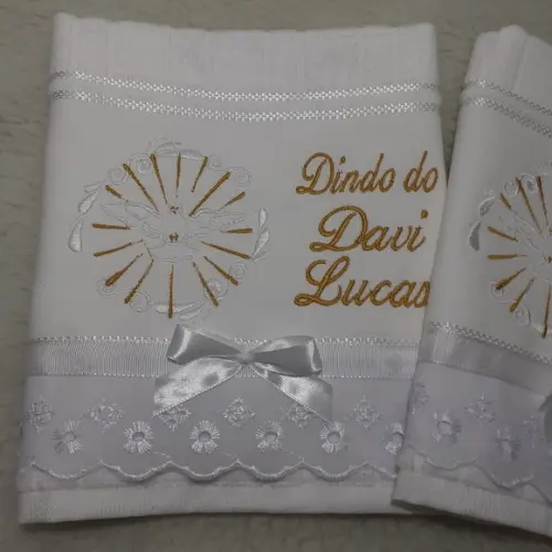 Lembrança Toalha para os Padrinhos Batismo 2 Unidades