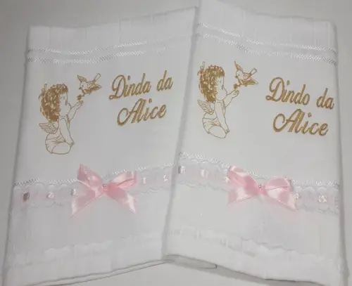 Lembrança Toalha para os Padrinhos Batismo 2 Unidades
