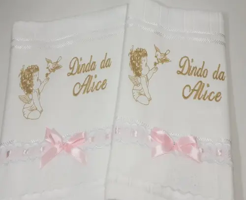 Lembrança Toalha para os Padrinhos Batismo 2 Unidades