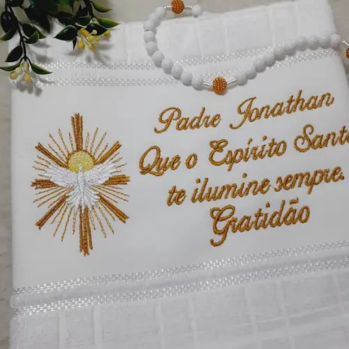 Toalha de Lavabo Bordada Personalizada para Padre e Pastor