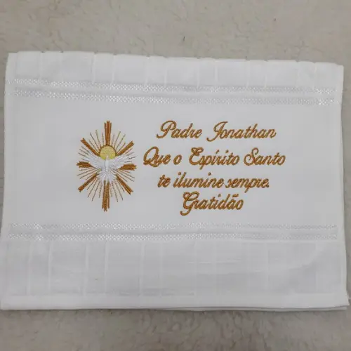 Toalha de Lavabo Bordada Personalizada para Padre e Pastor