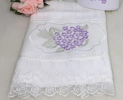 1 Toalha Lavabo, Rosto e Porta Papel Higiênico Hortênsia