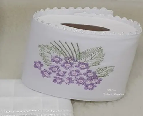1 Toalha Lavabo, Rosto e Porta Papel Higiênico Hortênsia